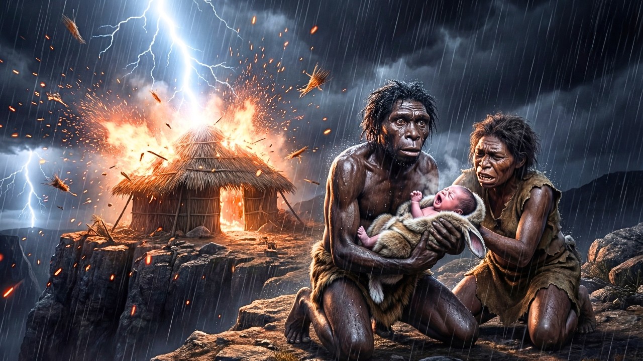 What If You Were This Prehistoric Father: Wife in Labor, Flood Rising, Lightning Destroys Everything