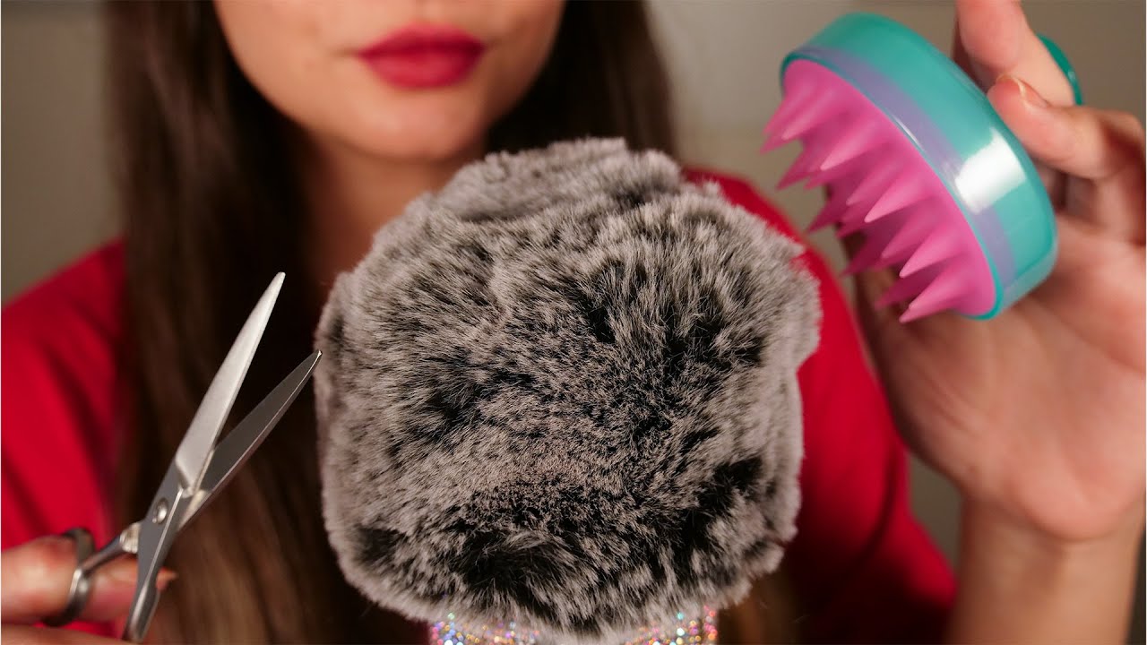 ASMR ~BRAIN MELTING~ Fluffy Mic TRIGGERS (Scalp Massage, Brushing, No Talking)
