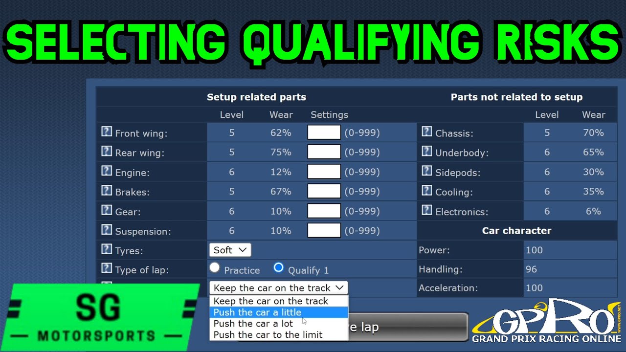 Selecting Your Qualifying Risks - GPRO Tutorial