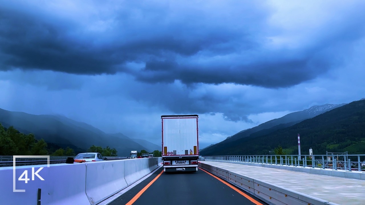 Rainy Drive in the Mountains 4K | Road Sounds ASMR