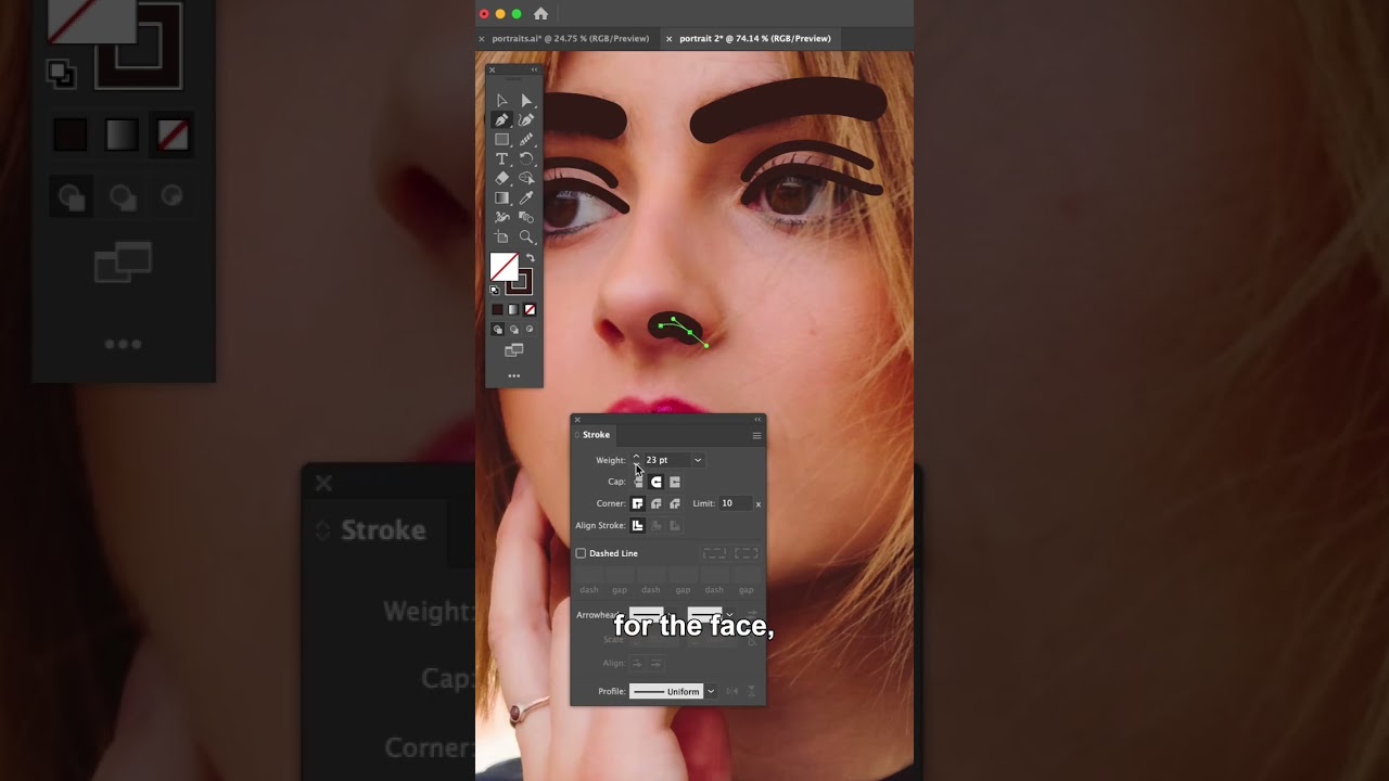 How to create a portrait in Adobe Illustrator 🎨✨#shorts  #illustration #digitalart