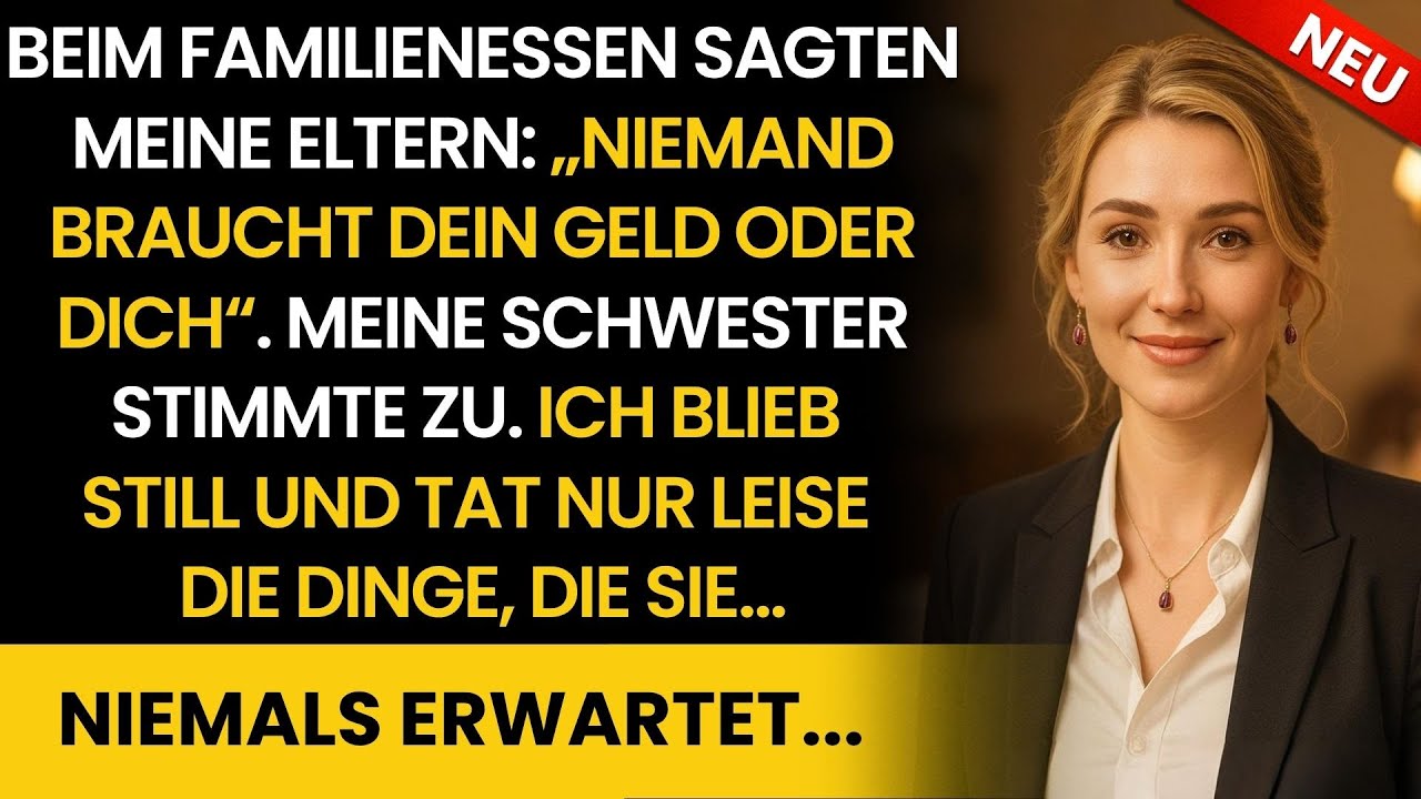 Beim Familienessen sagten meine Eltern: Niemand braucht dich oder dein Geld – also schlug ich zurück