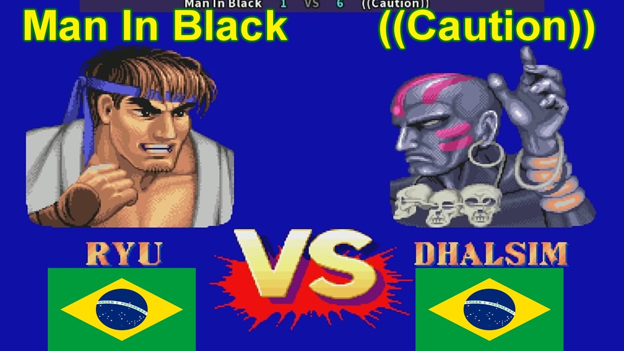 Street Fighter II': Champion Edition - Man In Black vs ((Caution))