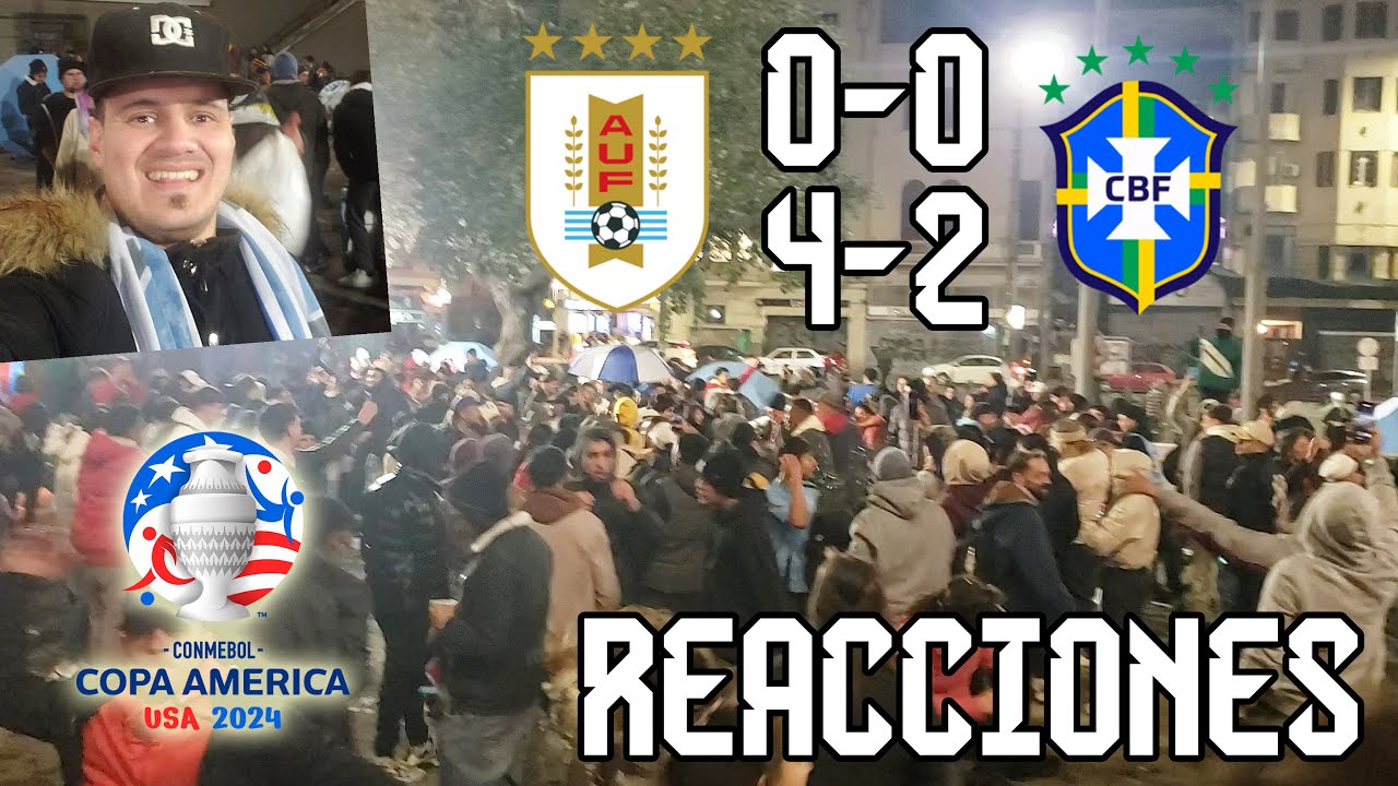 REACCIONES DE HINCHAS URUGUAYOS: URUGUAY VS BRASIL 0-0 (4-2) - 