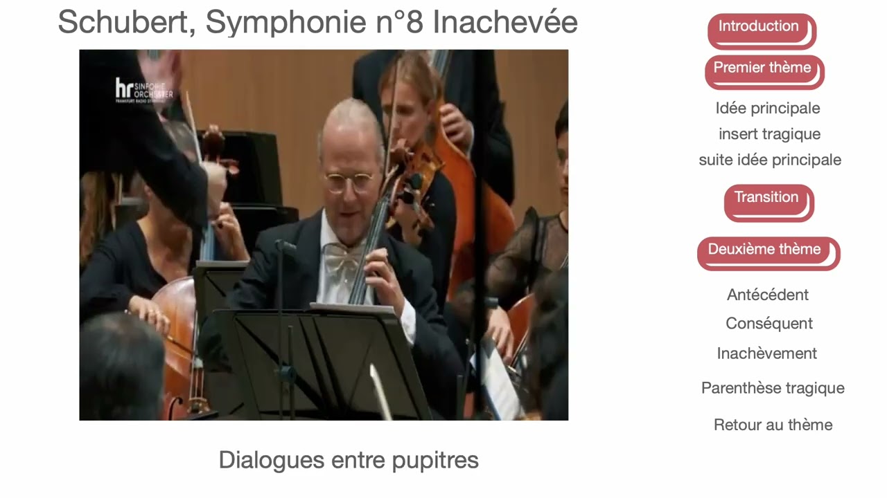 Schubert, Symphonie inachevée, exposition, analyse phrasé et registres par Claude Abromont