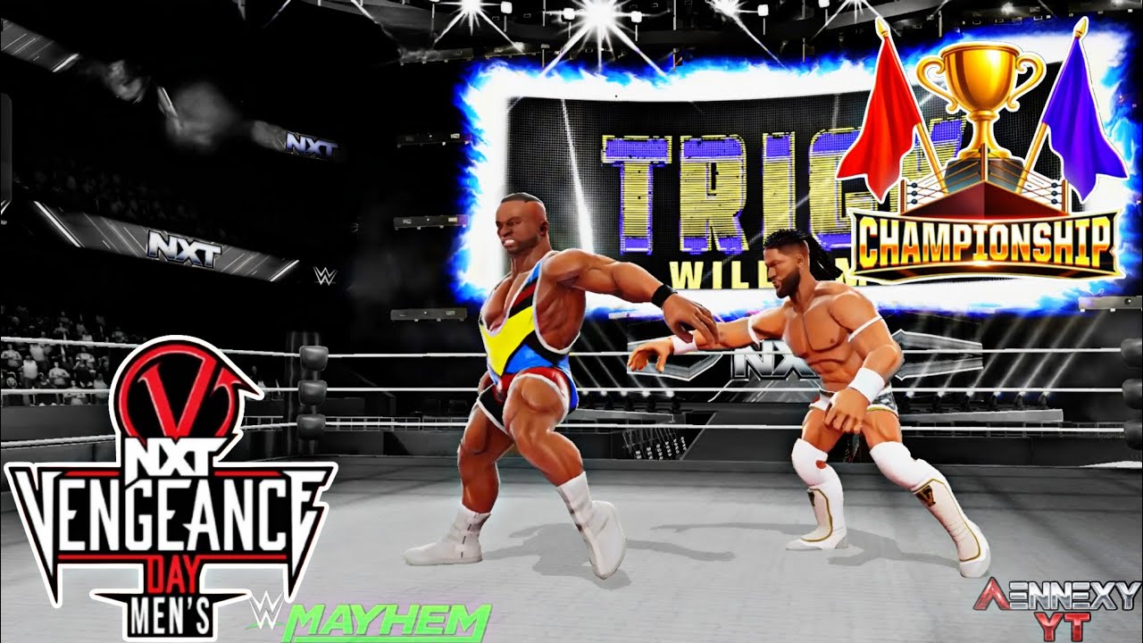 Игровой процесс четвертьфинального матча мужского чемпионата NXT Vengeance Day в режиме WWE Mayhem.