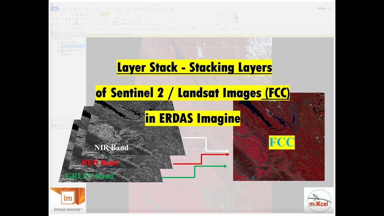 Layer Stack or Stacking Layers of Sentinel 2 / Landsat Images (FCC) in ERDAS Imagine
