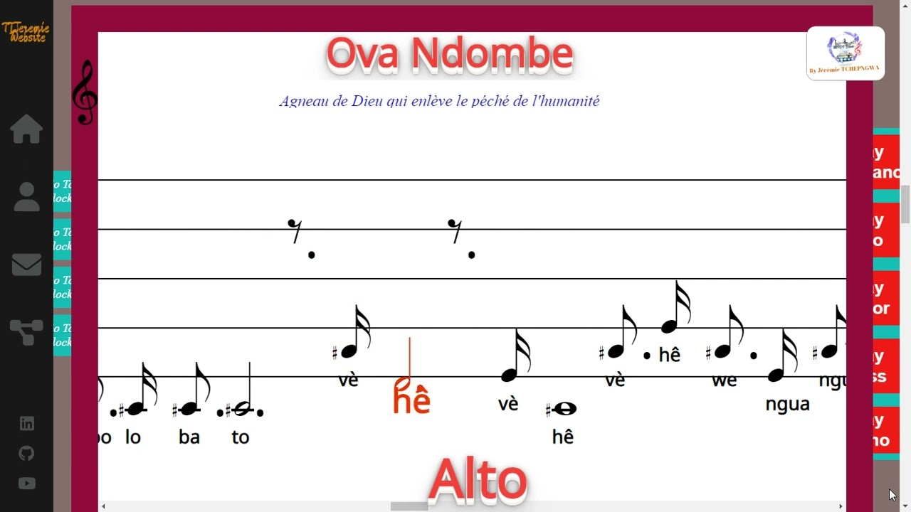 Ova Ndombe - Agneau de Dieu qui enlève le péché de l'humanité - Alto