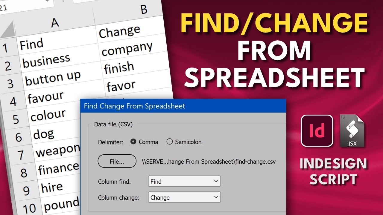 InDesign Script Find Change From Spreadsheet