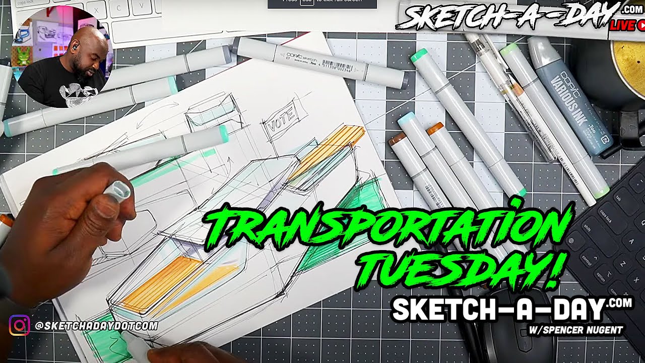 Sketchaday LIVE - Transportation Tuesday!