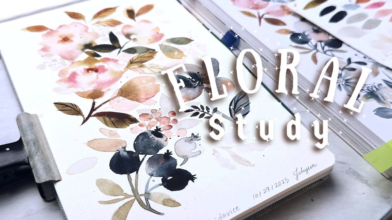 ✨ follow along - watercolor floral study inga buividavice painting calm
