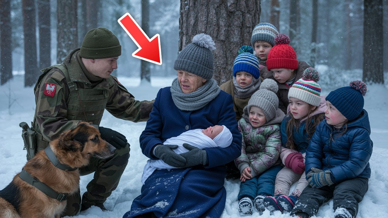 Soldat und Windhund finden Oma weinend mit ihren Enkeln im Schneesturm
