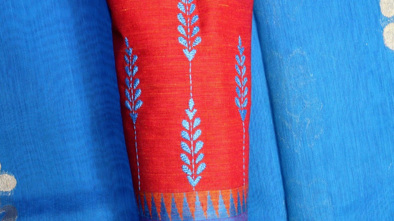 Very easy hand embroidery on blouse using basic embroidery stitches