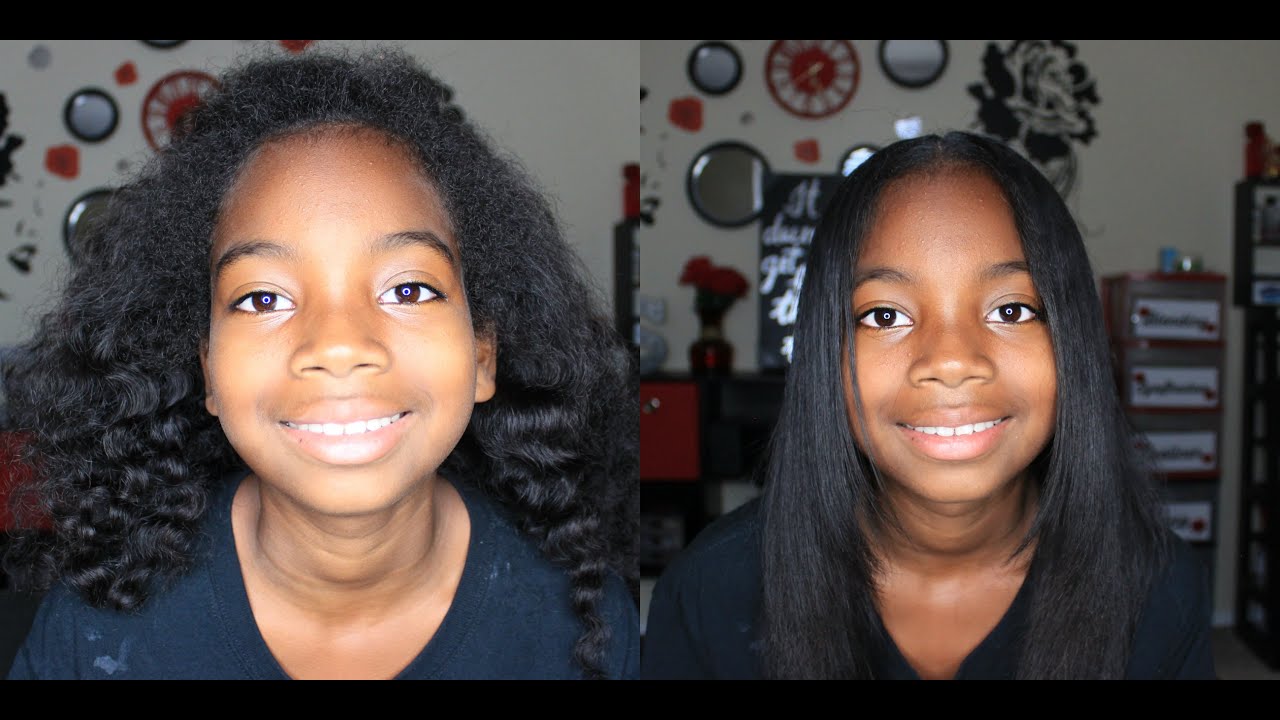 Straightening My 11 Year Old Daughter's Hair (Shania)