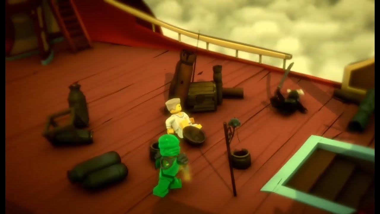 El ninja verde salva a Zane de Lord Garmadon