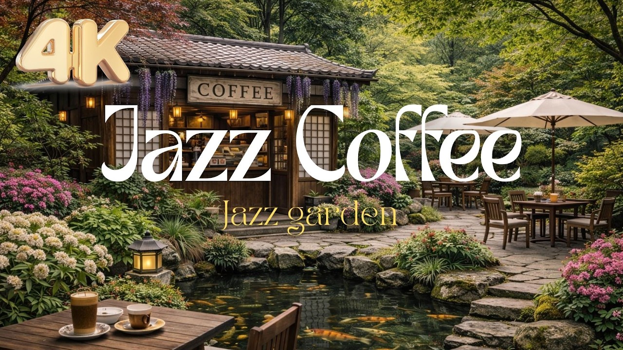 Spring Jazz Cafe by the Lake | Soft Breeze Ambience for Relaxation 4K