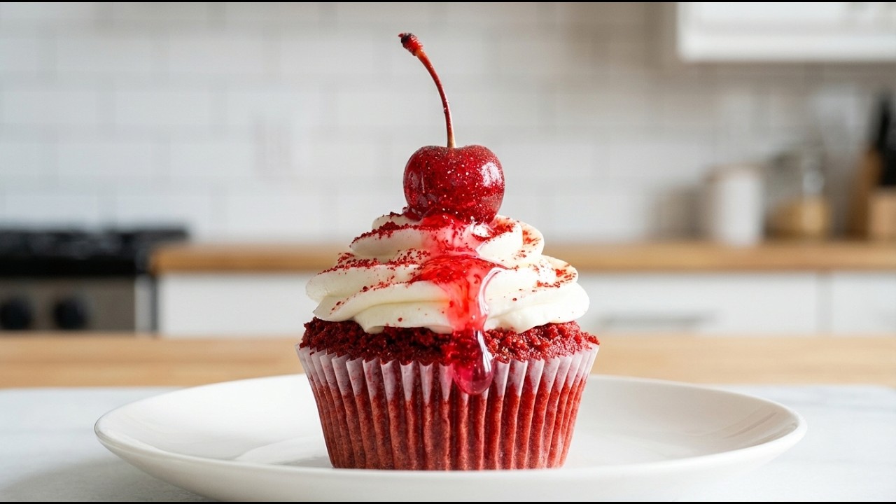 ASMR Cherry Cupcake Eating Sounds​ | Super Soft & Sweet Dessert Mukbang