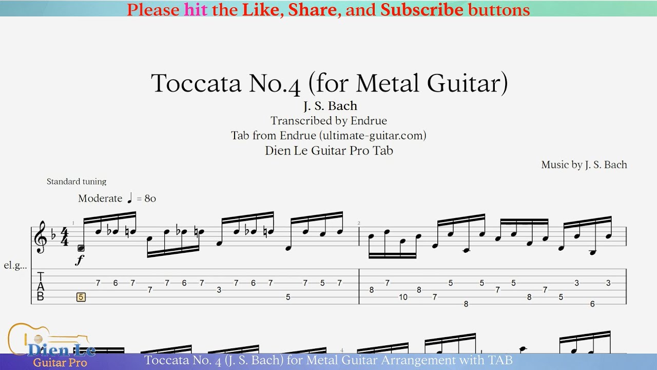 Toccata No. 4 (J. S. Bach) for Metal Guitar Arrangement with TAB