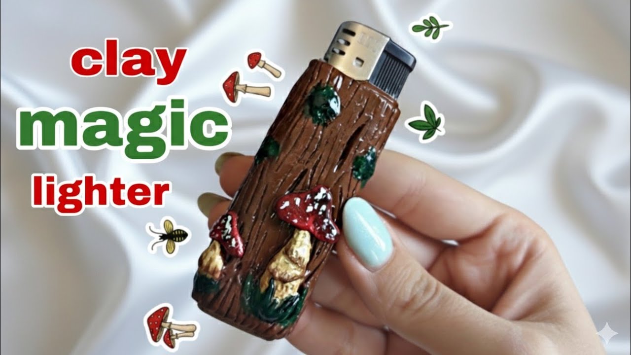 🔮DIY Magic Mushroom Lighter Case! 🍄✨ Turn a Basic Lighter Into Art!🌳🍄☘️