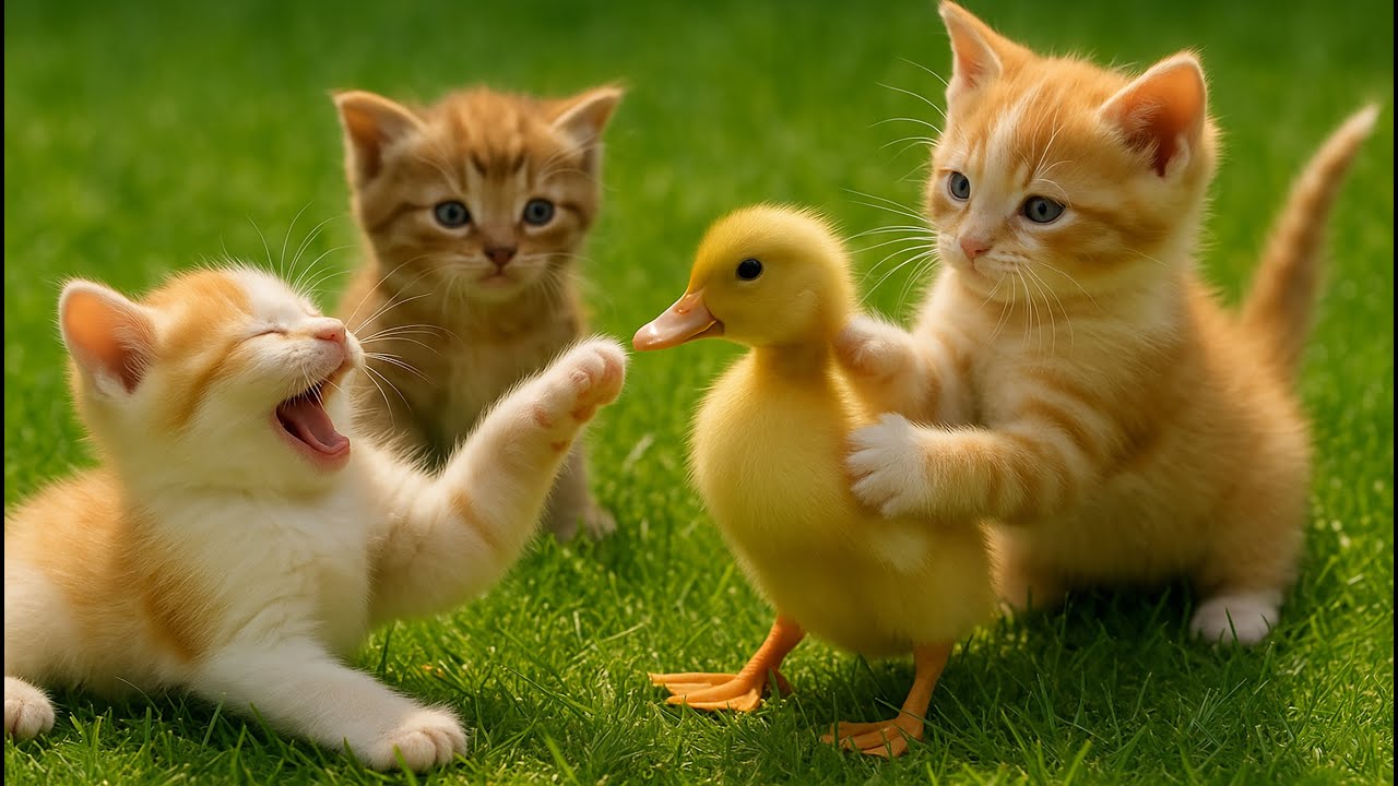 Playful Colorful Kittens 😻🌸 Chasing Mice in the Garden &ndash; Adorable Cat Moments in 4K