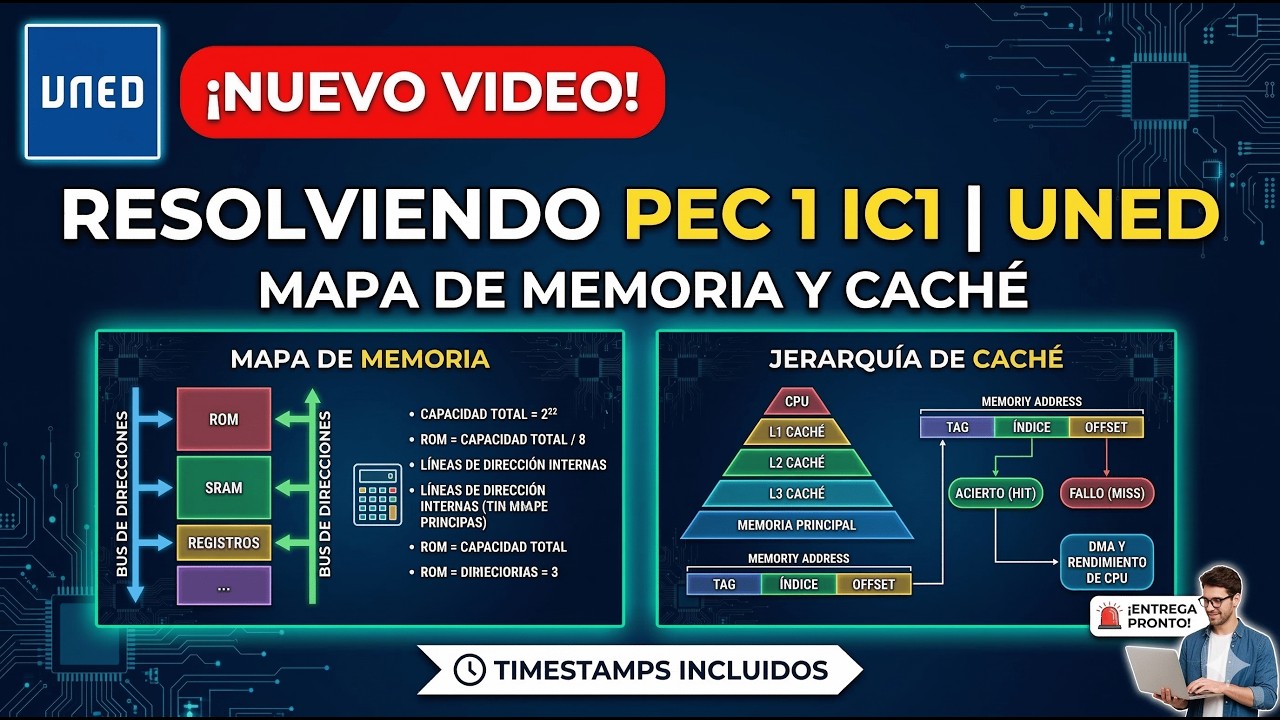 💾 Mapa de Memoria y Caché | PED 1 IC1 UNED Resuelta ✅