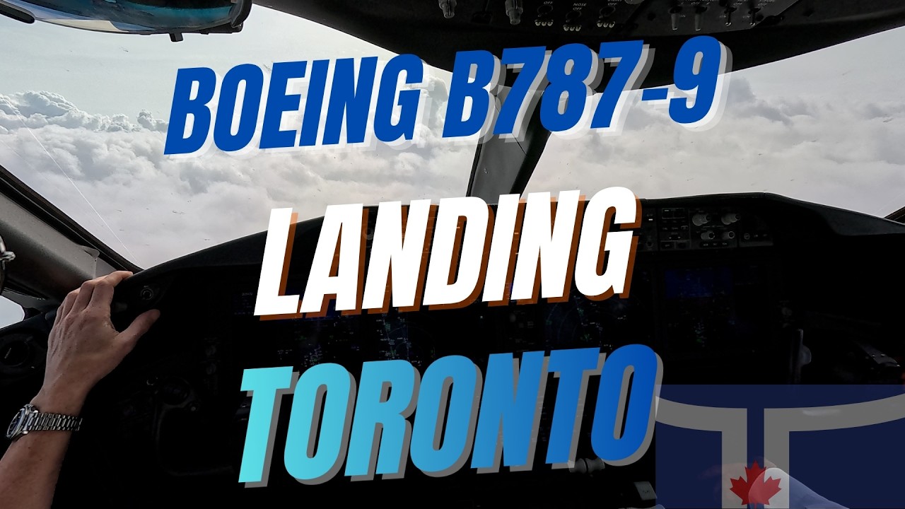 Boeing B787-9 stormy landing at Toronto CYYZ runway 05 - cockpit view 4K - CaptainPadde