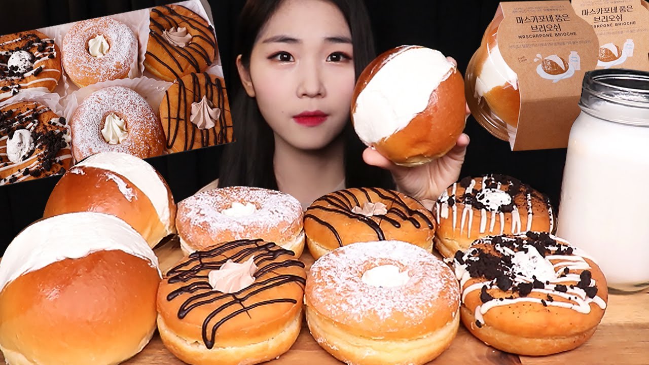 이마트 스타벅스 신상! 마스카포네 품은 브리오슈 & 3가지맛 도넛세트 디저트 먹방 Emart Starbucks CREAM & DONUT Dessert MUKBANG ASMR