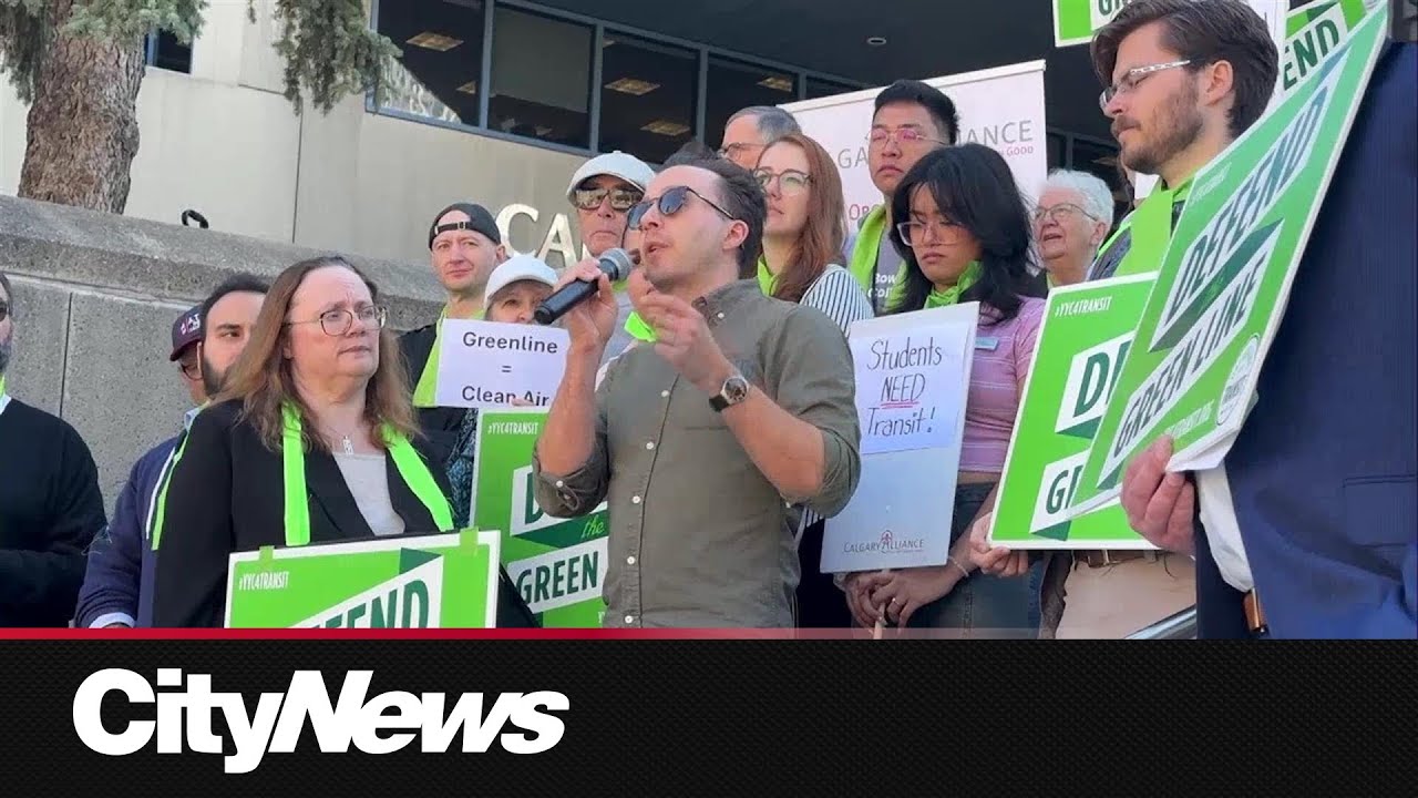 Rally at Calgary City Hall to save Green Line LRT