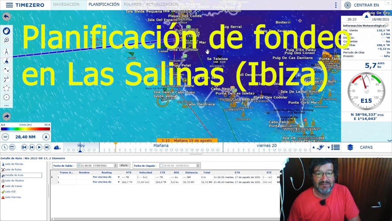 Planificación de fondeo en Las Salinas (Ibiza)