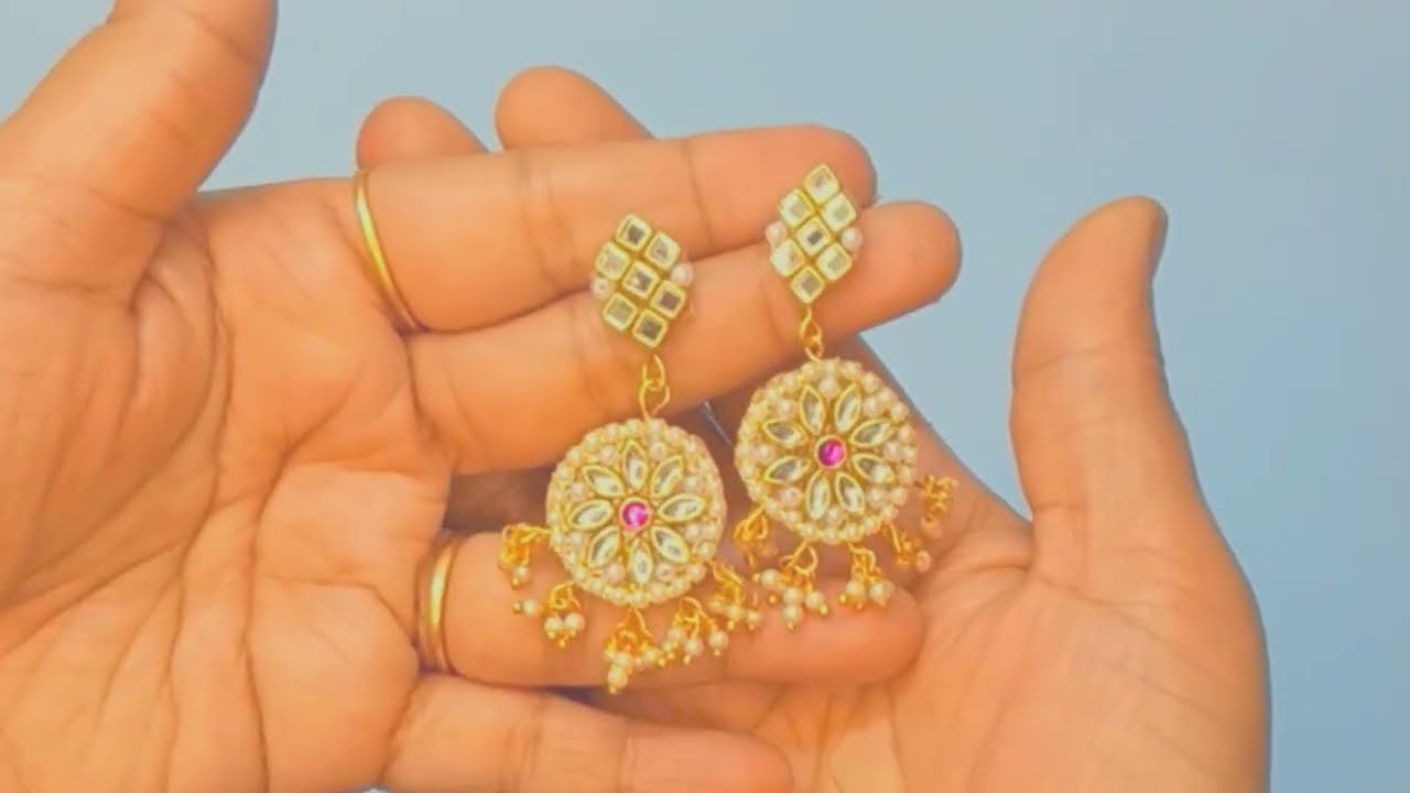 Trending DIY Kundan Earrings with Pearls | Jewellery Making #jewelrymaking