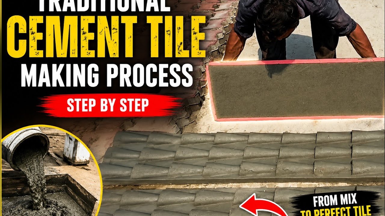 Traditional Cement Tile Making Process | Skilled Construction Worker Making Strong Tiles