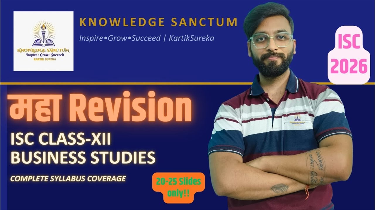 Last Minute Revision 🔥 ISC Class 12 Business Studies | Full Marathon | Board Exam 2026 