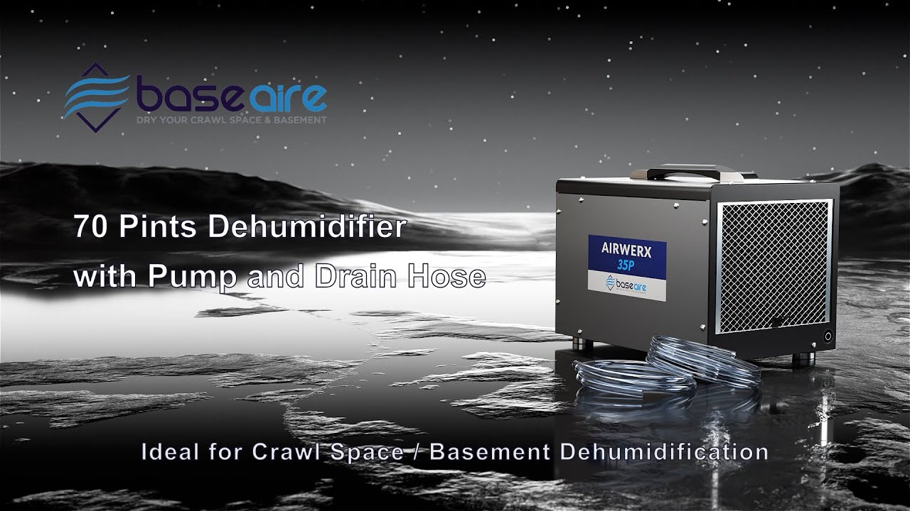 BaseAire 70 Pint Crawl Space/Commercial Dehumidifier with Pump