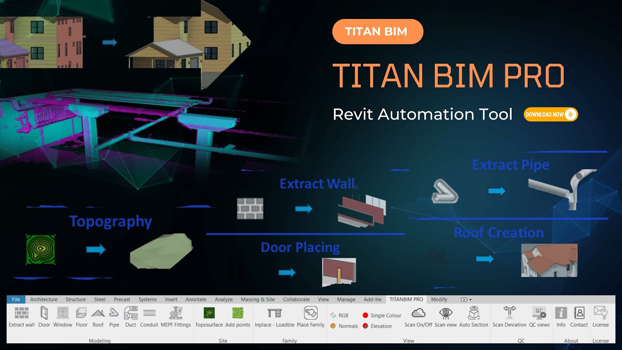 Scan to BIM Automation tool for Revit | Save your 30% modeling time using TITANBIM PRO