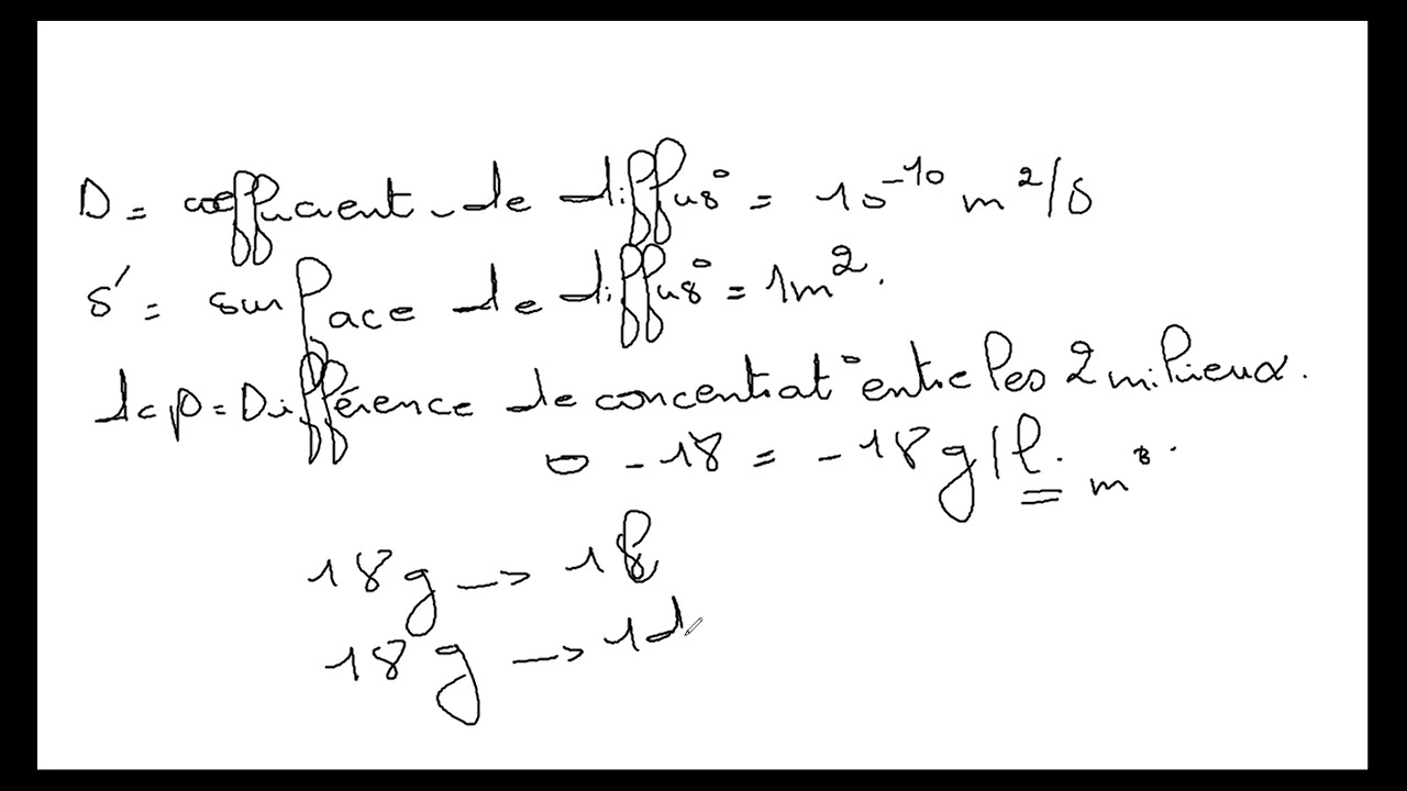 Exercice : Diffusion L2 BIOPHYSIQUE