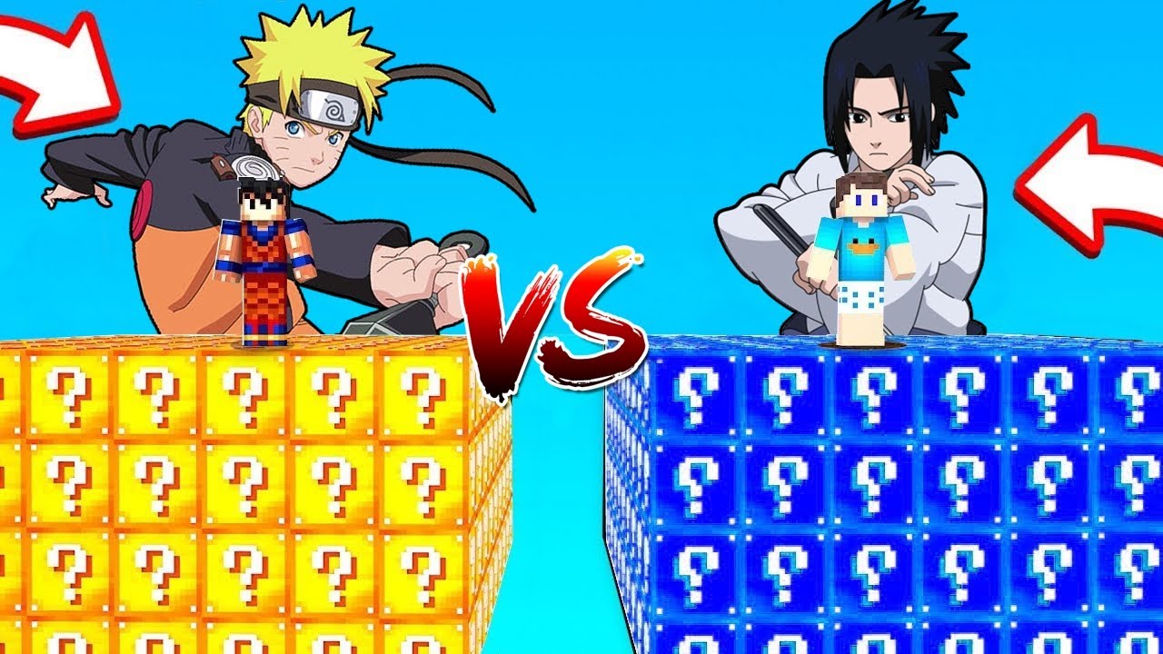 NARUTO NO DESAFIO DO CUBO DE LUCKY BLOCK NO MINECRAFT!! (NARUTO VS SASUKE)