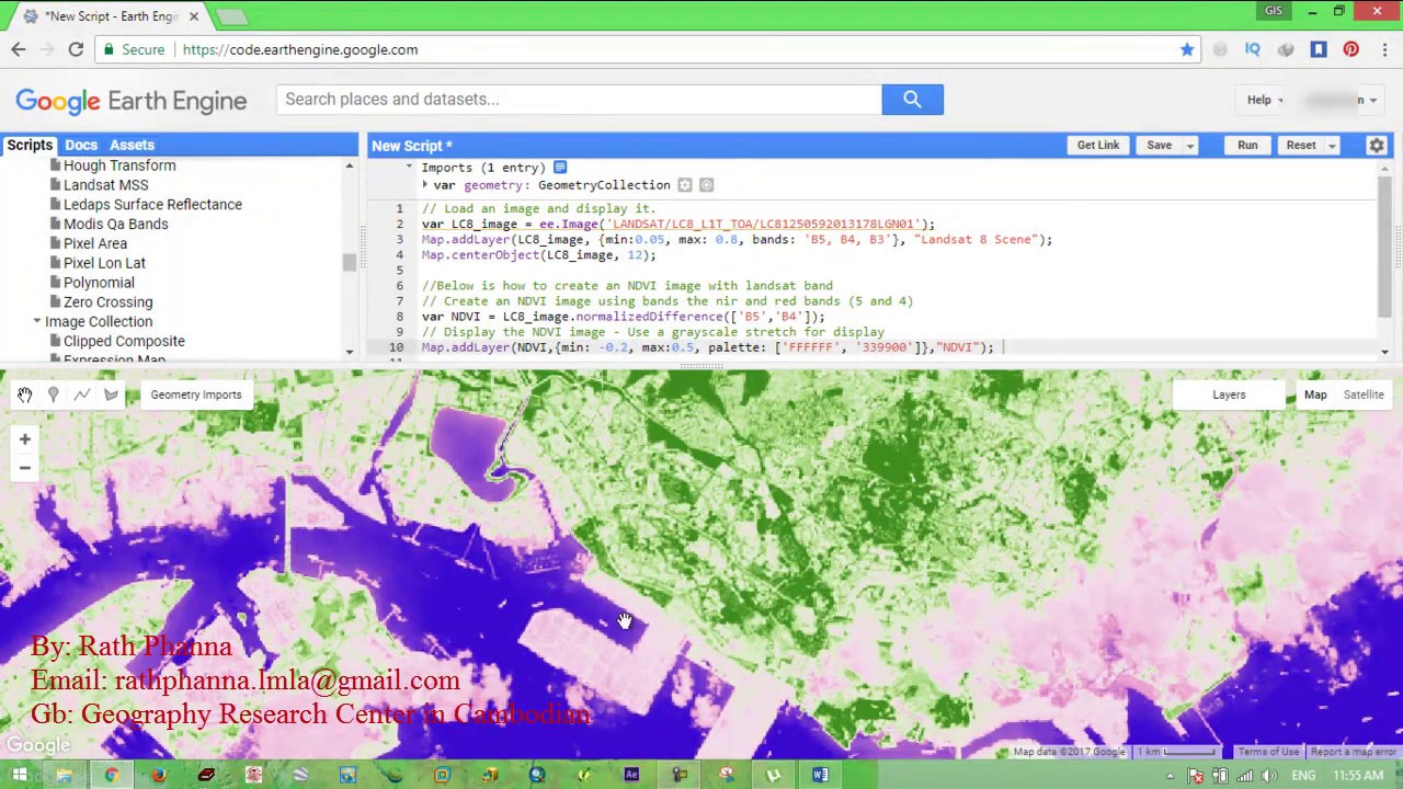 Calculate Band NDVI in Google Earth Engine