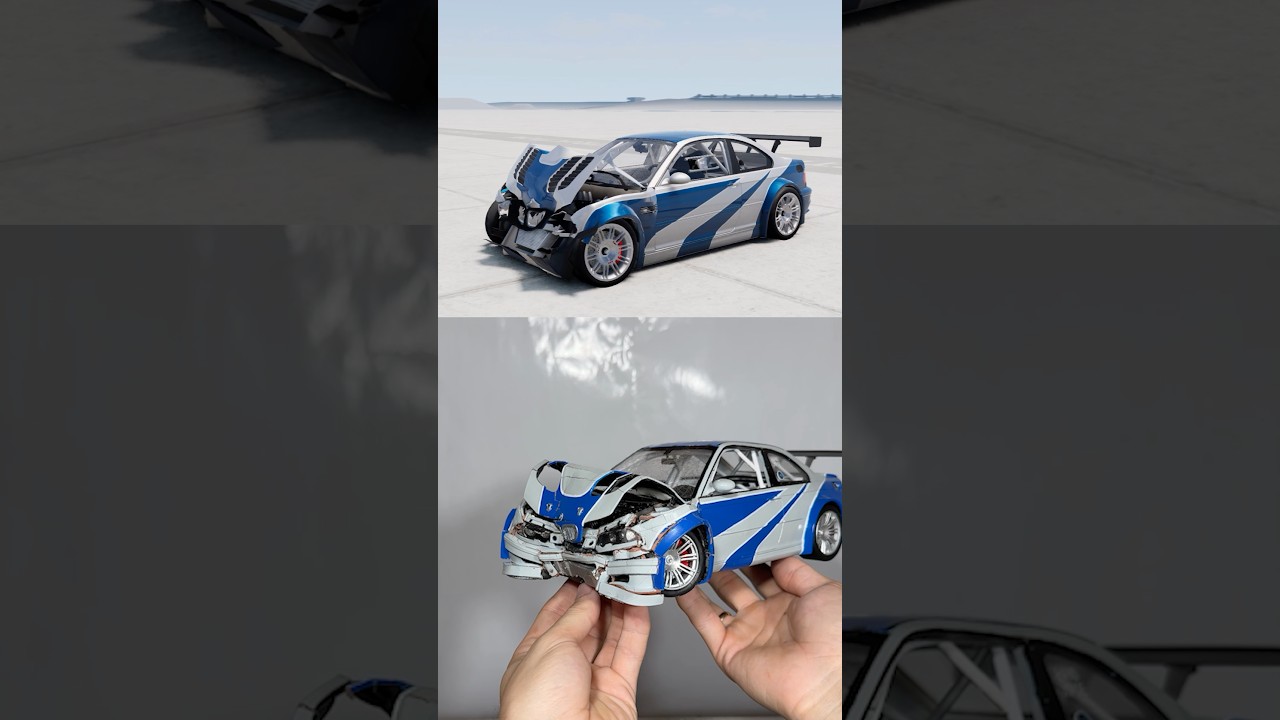 Crashed a BMW and compared the damage in BeamNG Drive