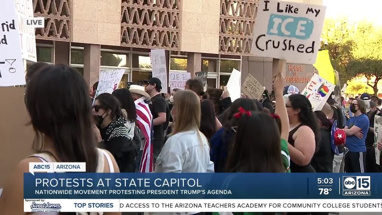 Protesters gather Wednesday at the Arizona State Capitol