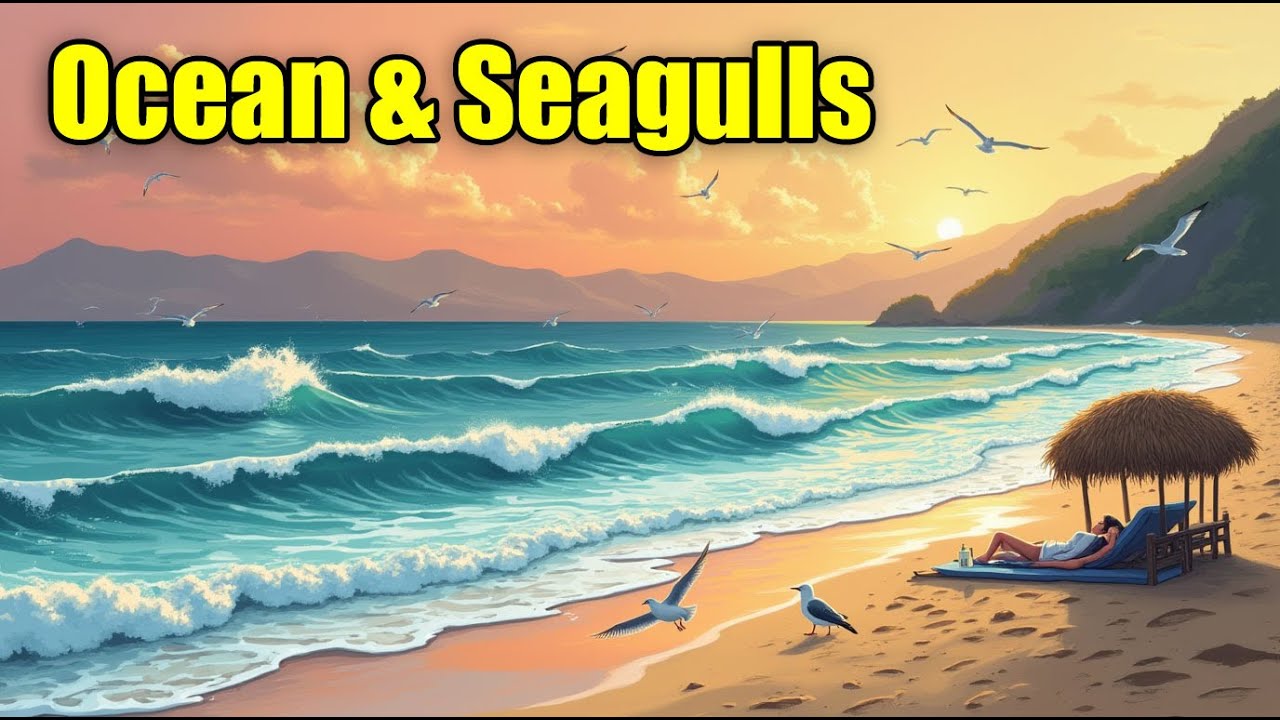 Soothing OCEAN WAVES & SEAGULLS Sleep Sounds: Sea Gull Sounds, Sounds of The Ocean, 12 Hours