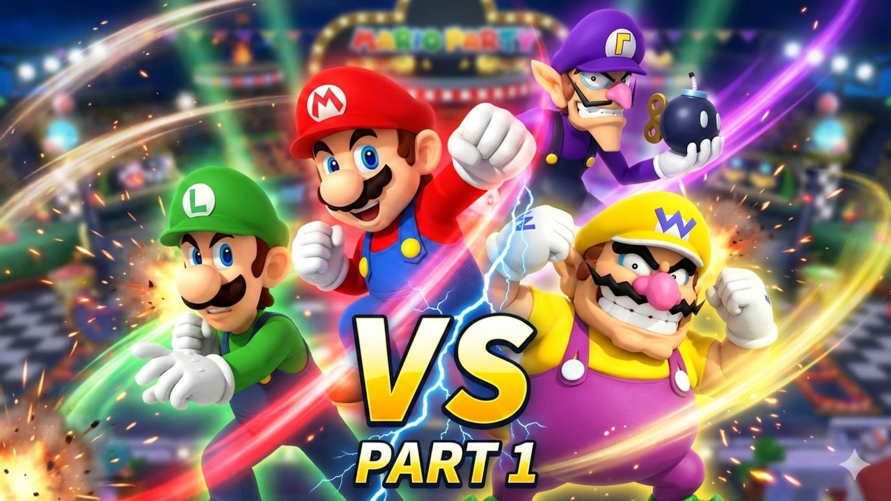 4-Way Crown Battle Begins! 😈👑 | Mario vs Luigi vs Wario vs Waluigi (Part 1)