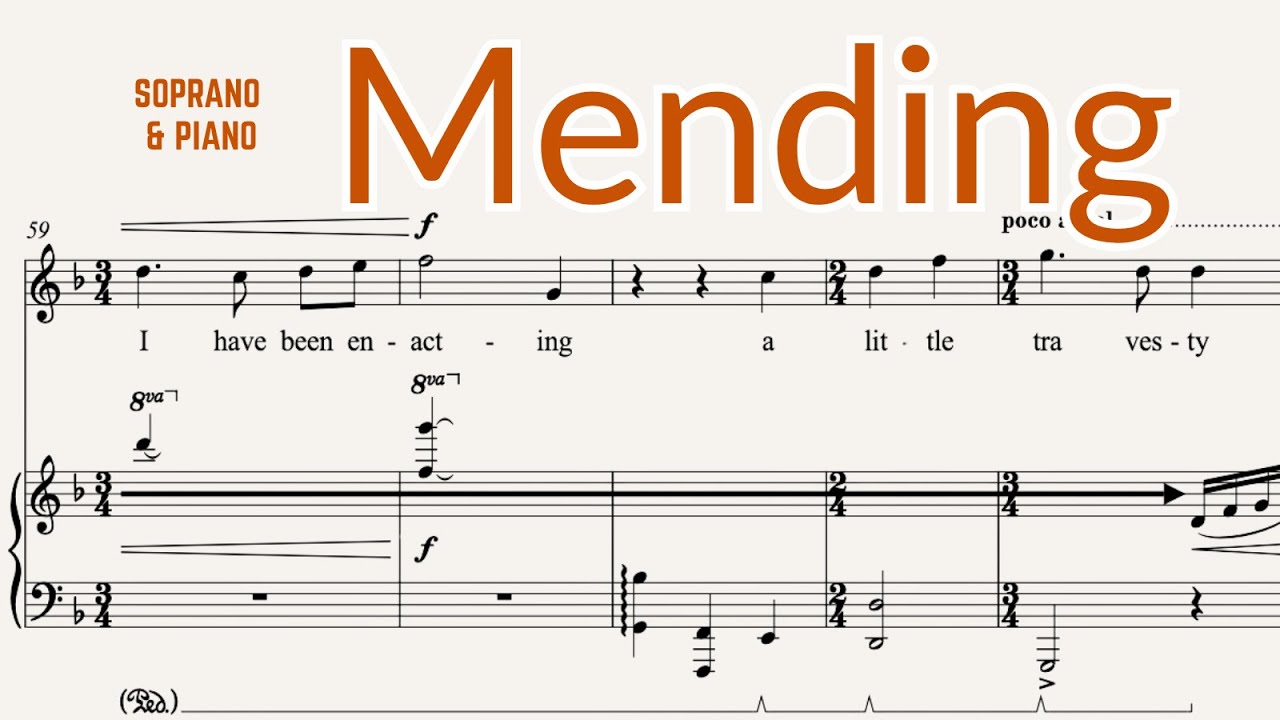 Mending - art song for soprano and piano by Sarah Marze | score follower scrolling score video