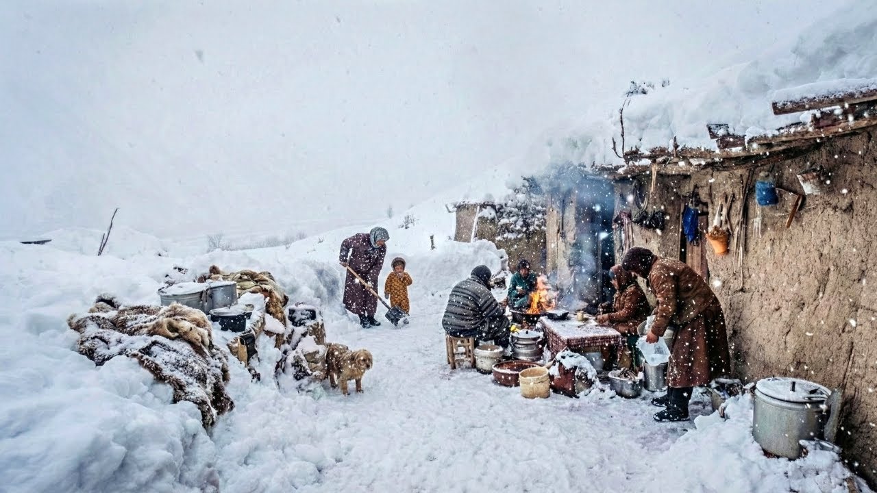 Nomadic Family's Survival In Extreme Cold Weather | Cooking & Morning Challenges