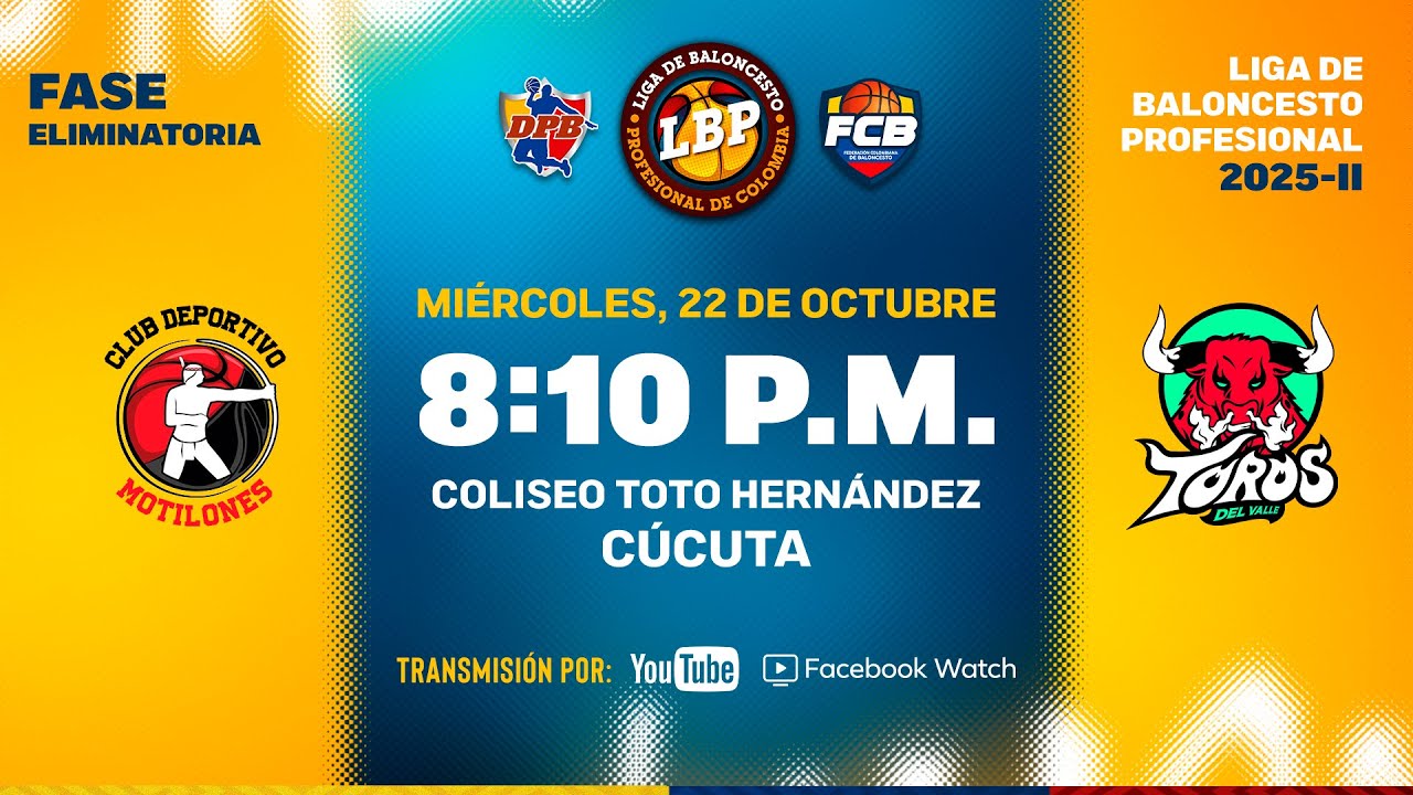 LIVE: #LigaDeBaloncestoProfesional | Club Deportivo Motilones VS Toros Del Valle 2025 - 10 - 22