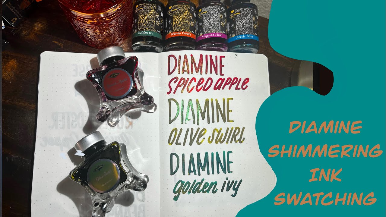 Swatching Shimmer Inks from Diamine