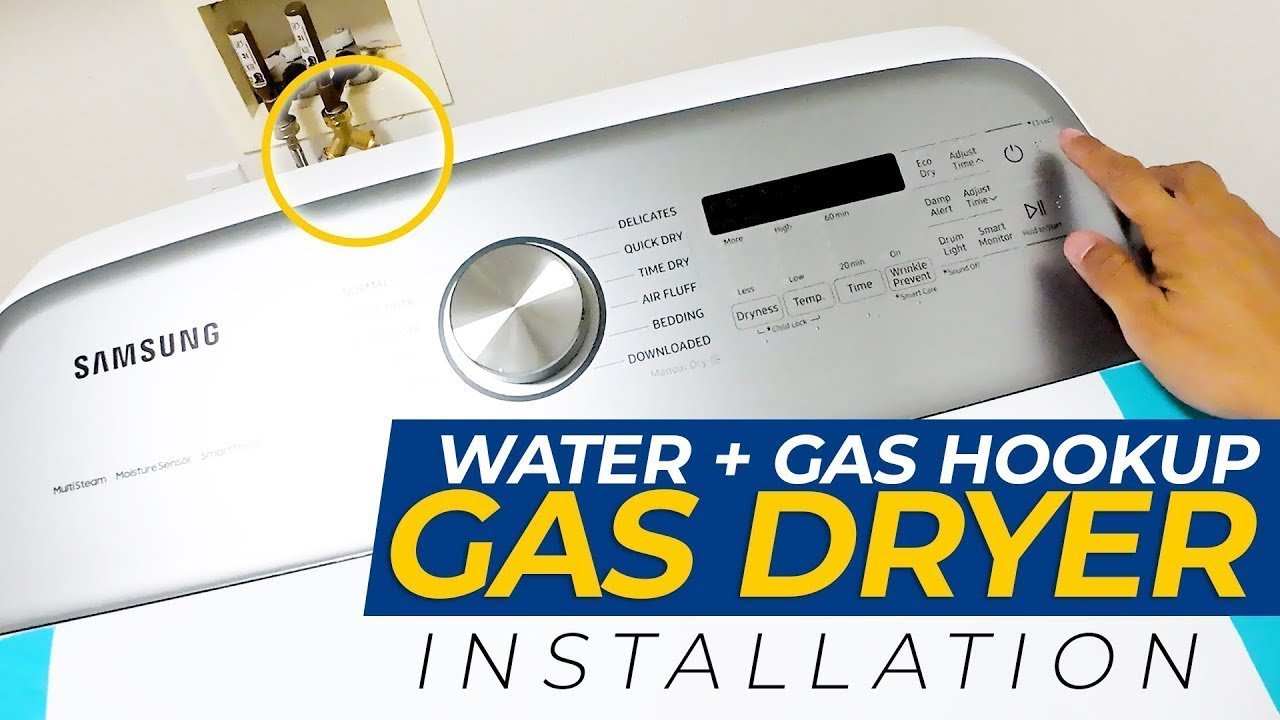 SAMSUNG Gas Dryer Install hook up + [HOW TO] Add Water Line for Steam Sanitize
