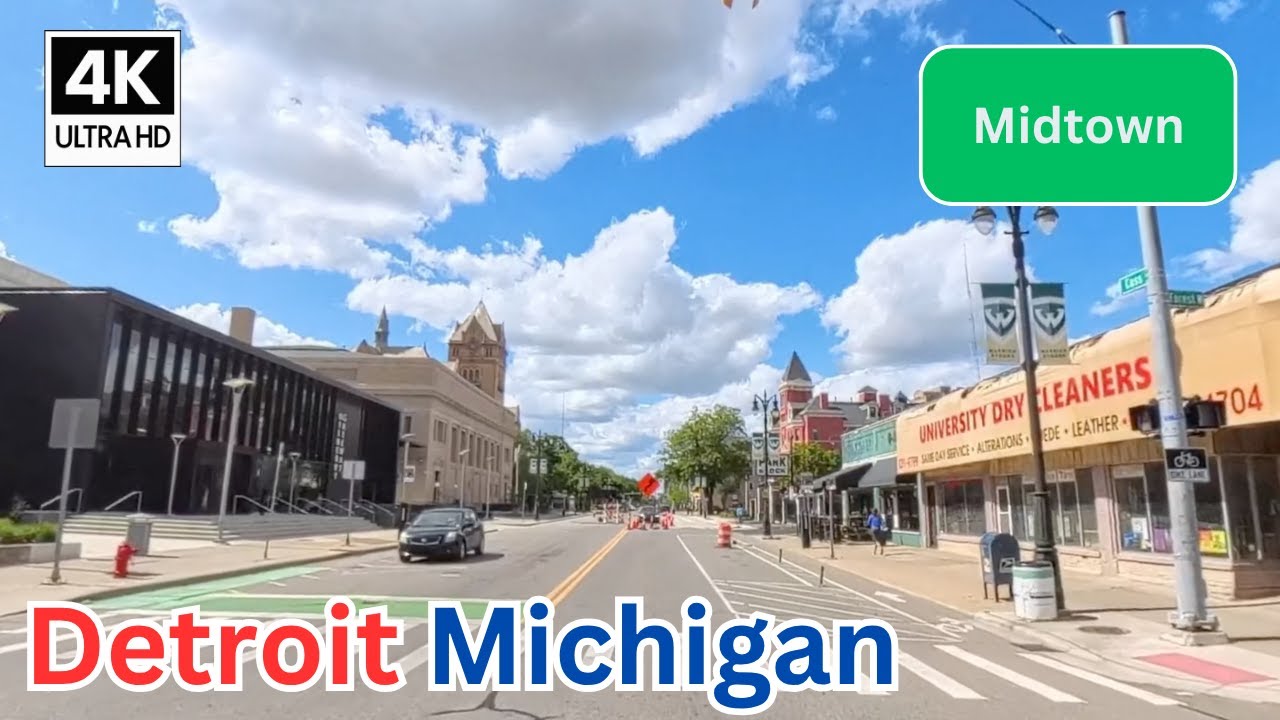 Driving Through Midtown Detroit, Michigan | Art, Culture & Urban Scenery in 4K