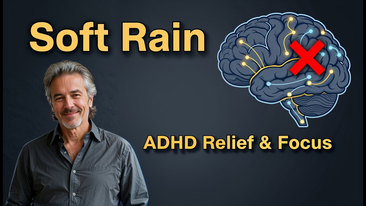 Soft Rain in Japanese Garden & Waterfall for ADHD Focus