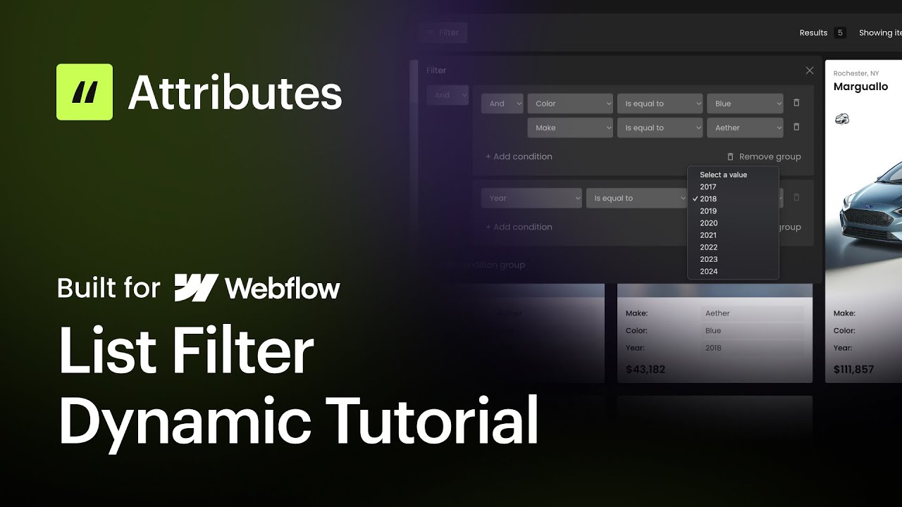 Создание динамических фильтров в Webflow без кода с использованием атрибутов v2