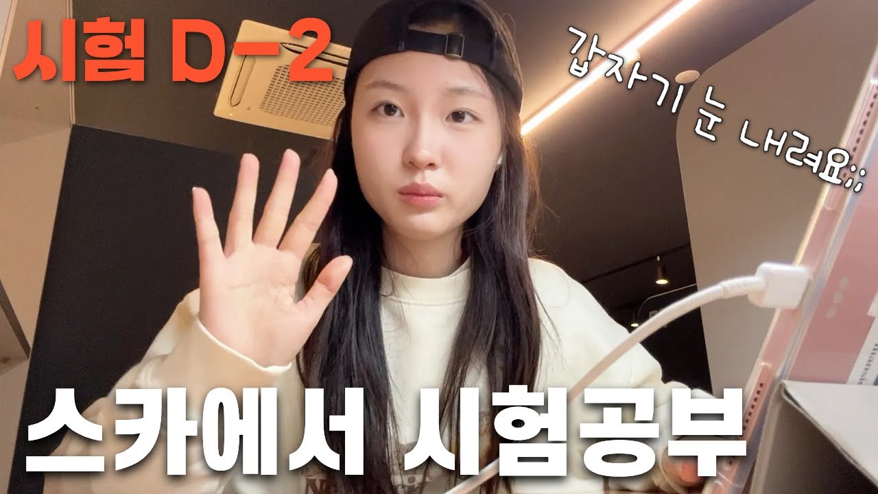 스카에서 공부하다 갑자기 눈 내려서 집으로 대피하고 불닭 먹으면서 정신 차리기! 12시 지났으니 내일이 시험입니다... 공부vlog│헬로음이유니